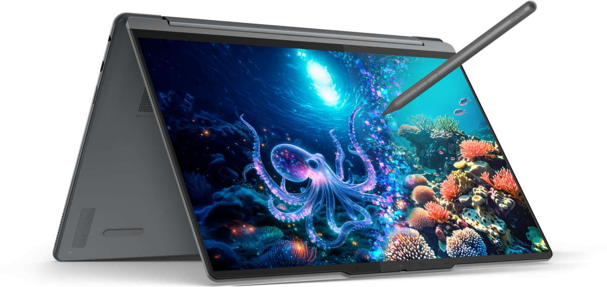 Лаптоп LENOVO Yoga 9 2-in-1, Intel Core Ultra 7 258V, 32GB, 1TB SSD NVMe, 14" 3840 x 2400 OLED, Windows 11 Home, Сивна ниска цена с бърза доставка - BestPC.BG