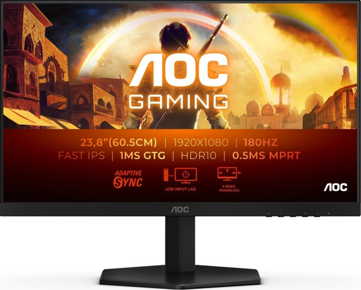 Монитор Геймърски AOC - 24", 1920 x 1080 Full HD, 16:9, Бърз IPS, 180 Hz, 1 мс., 1000:1, 178/178 зрителен ъгъл, 300 cd/m2, Геймърски, Черен; 24G42Eна ниска цена с бърза доставка - BestPC.BG