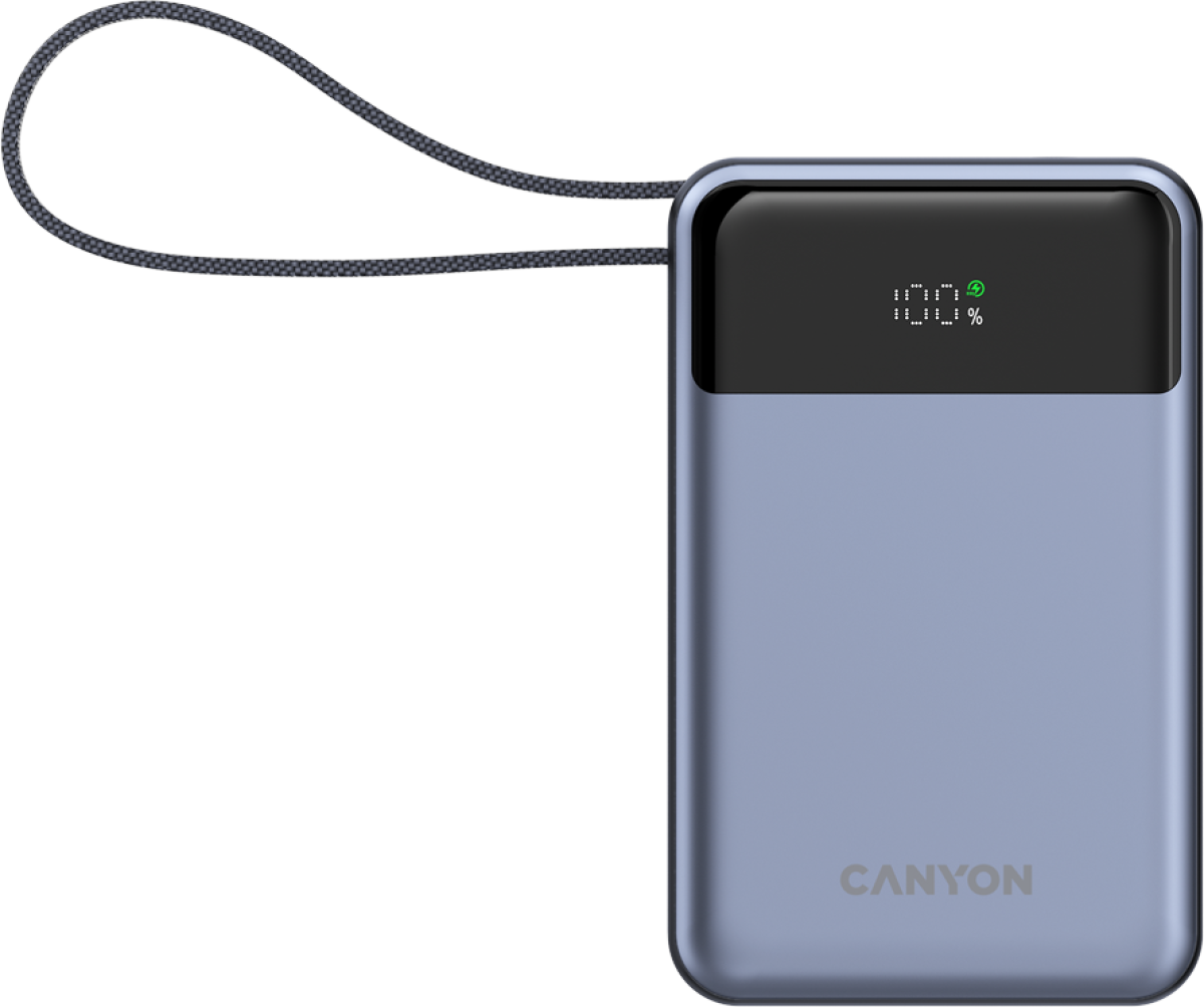 Принадлежност за смартфон CANYON power bank OnPower 600 built-in cable 20000 mAh PD65W Dark Greyна ниска цена с бърза доставка - BestPC.BG