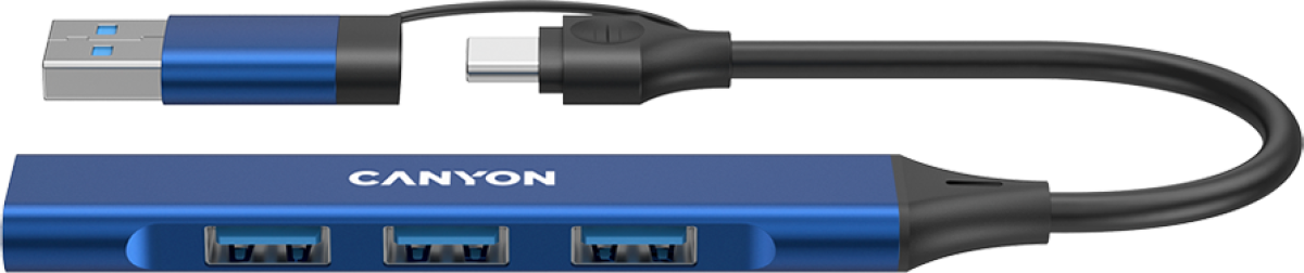 USB Хъб CANYON hub DS-02 4in1 USB-A-C Blueна ниска цена с бърза доставка - BestPC.BG