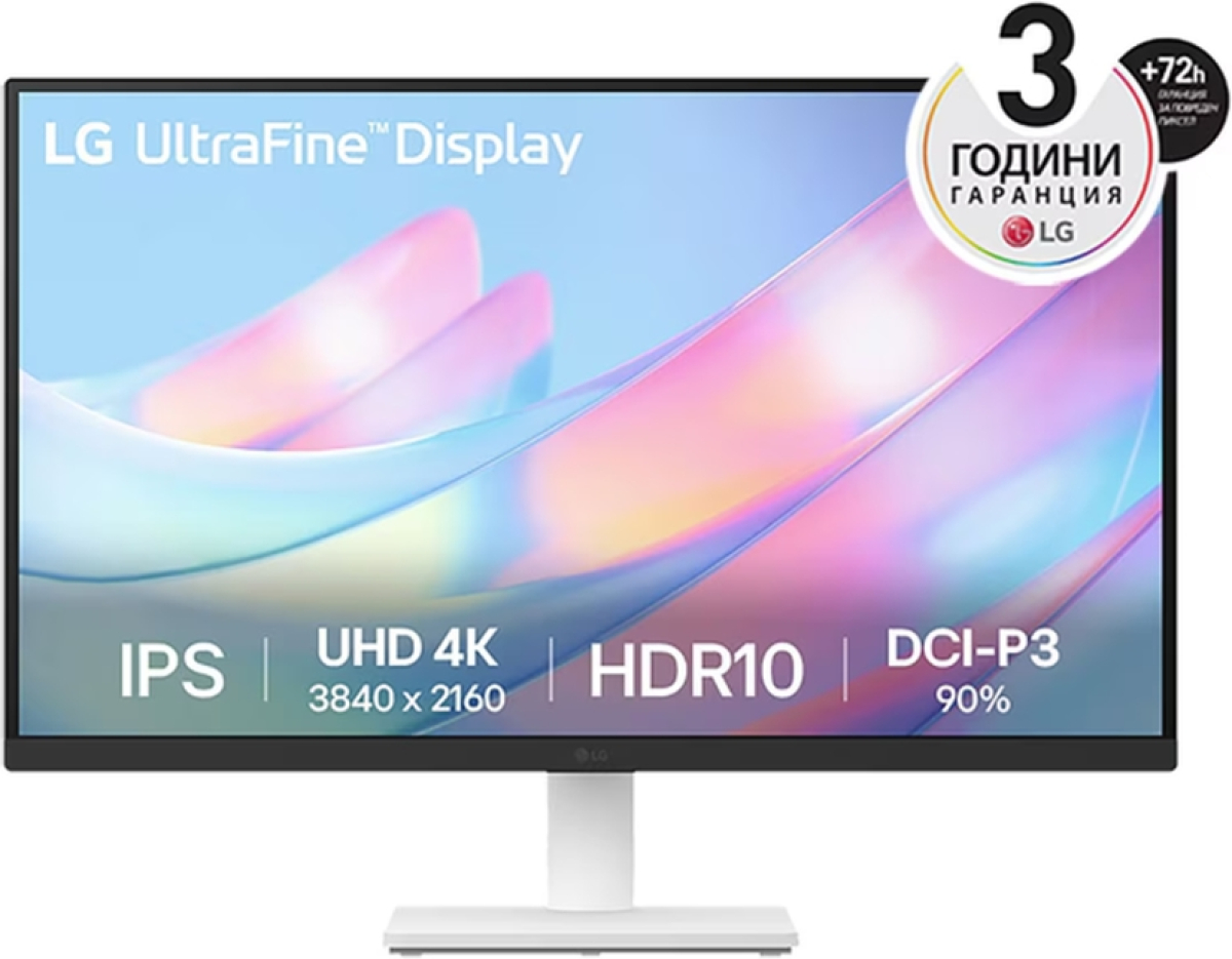 Монитор LG 27US500-W, 27" UHD 4K, IPS Panel Anti-Glare, 5ms, 1000:1, 300cd-m, 3840x2160на ниска цена с бърза доставка - BestPC.BG