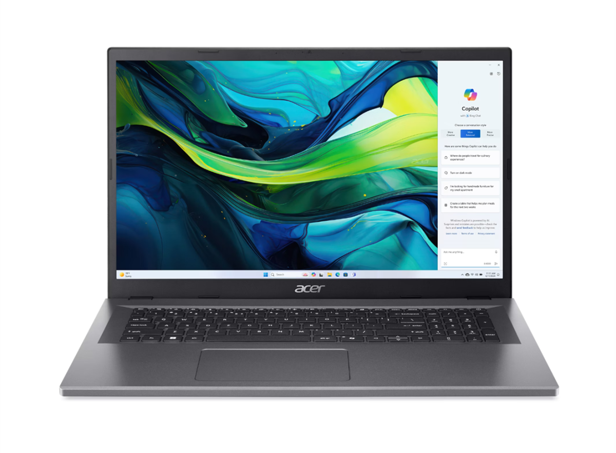 Лаптоп Acer Aspire Go 17, Intel Core 3 N355, 16GB LPDDR5, 512GB SSD NVMe, 17.3" FHDна ниска цена с бърза доставка - BestPC.BG