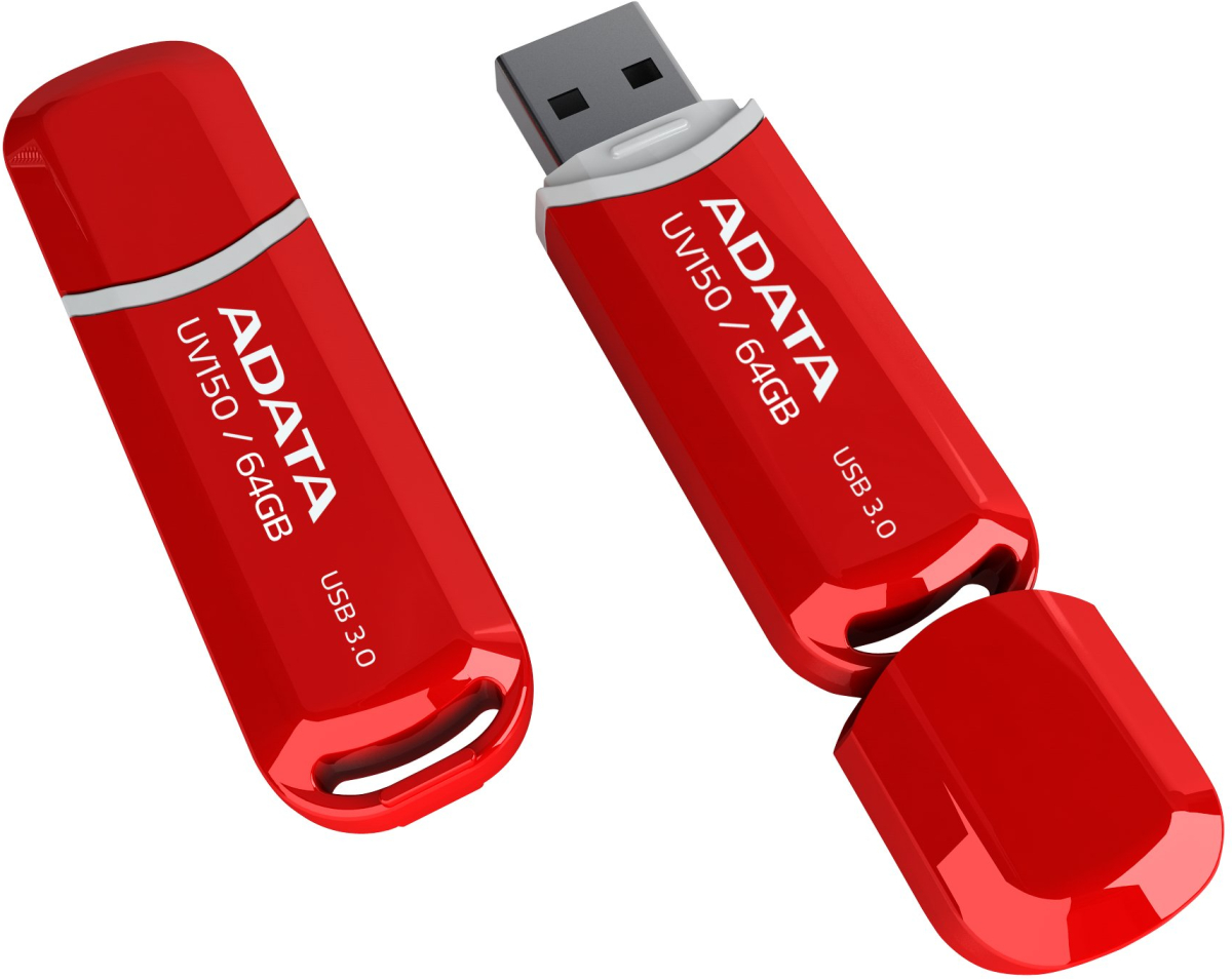 ADATA UV150, 64 GB, USB 3.2, До 100 MB/s, Червенна ниска цена с бърза доставка - BestPC.BG