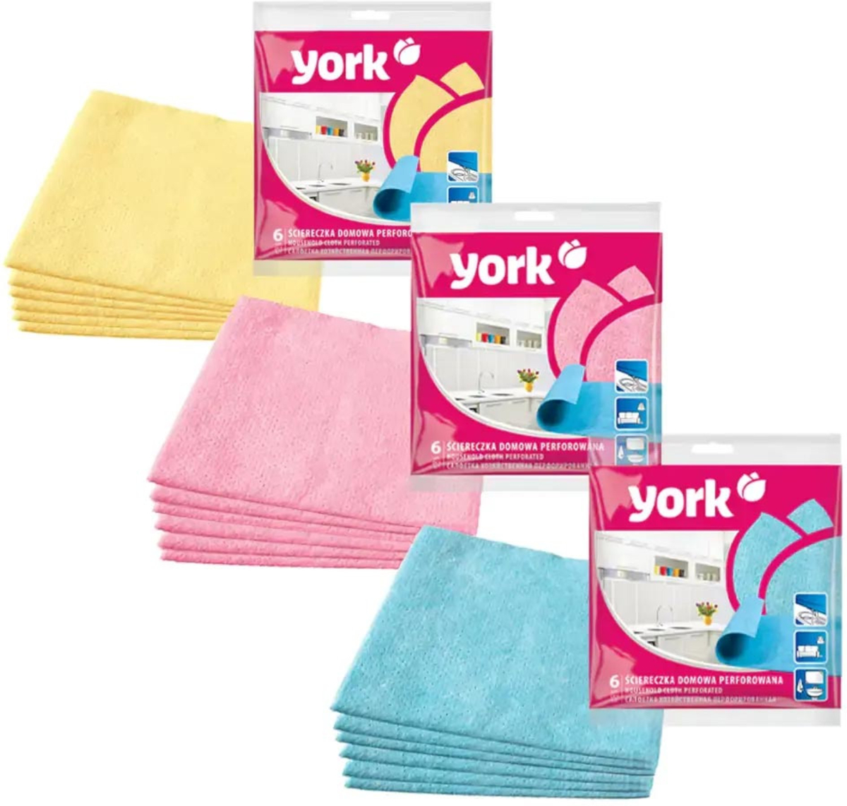 Почистващ продукт York Домакинска кърпа, перфорирана, 34 х 35 cm, 6 брояна ниска цена с бърза доставка - BestPC.BG
