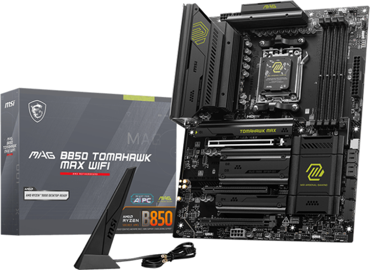 Дънна платка MSI MAG B850 TOMAHAWK MAX WIFI, ATX, Socket AM5, 4x DDR5, 3x PCIe 3.0 x16 slot, 4x M.2 slot, HDMI, 7.1 HD Audio, 5G LAN, WiFI7на ниска цена с бърза доставка - BestPC.BG