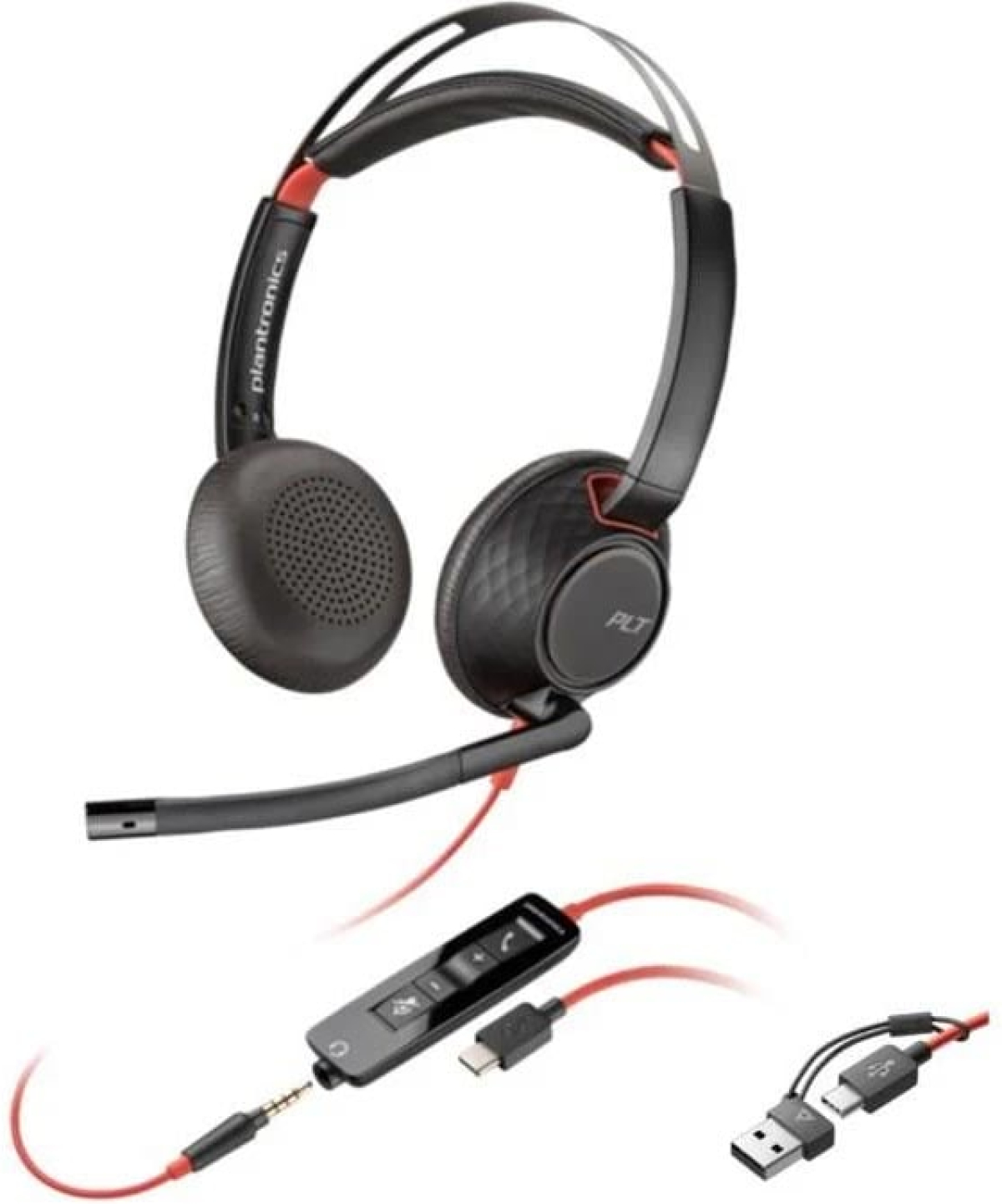 Слушалки HP Poly Blackwire 5220, 3.5 mm жак и USB Type-C-Type-A адаптерна ниска цена с бърза доставка - BestPC.BG