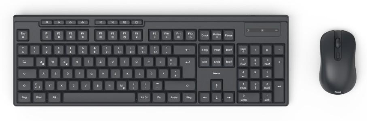 HAMA Комплект безжична клавиатура с мишка WKM-200, 8 медийни клавиша, чернана ниска цена с бърза доставка - BestPC.BG