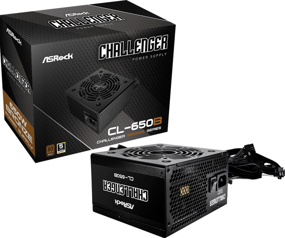 Захранване Asrock CL-650B, 650W, 80 Plus BRONZE, немодулен PSU, 1x EPS 12V CPU(4+4pin)на ниска цена с бърза доставка - BestPC.BG