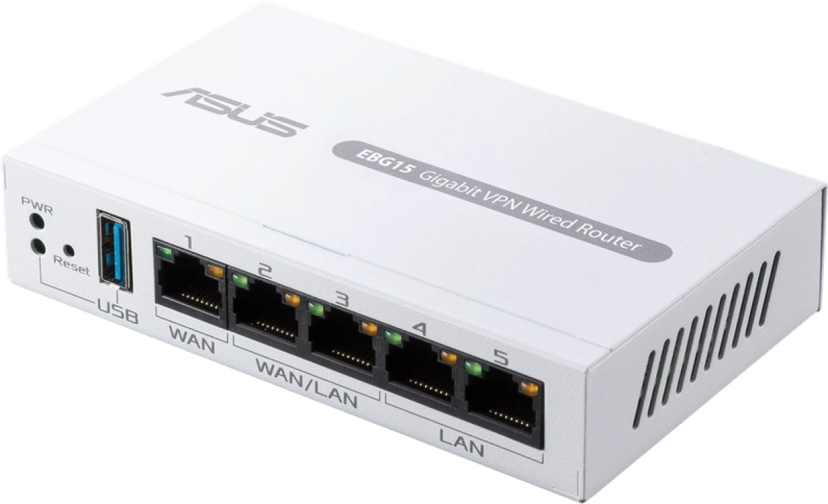 Рутер/Маршрутизатор Asus Business Gigabit VPN wired router, ExpertWiFi EBG15, 1 gigabit WAN+2 gigabit WAN/LAN, USB port backups, Bluetooth 3.0на ниска цена с бърза доставка - BestPC.BG