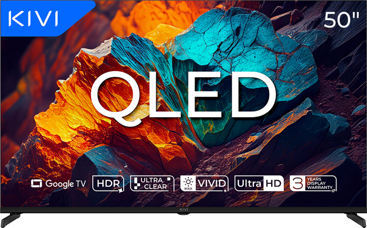 Телевизор TV KIVI 50U720QB 50'' QLED 4K Google TV, Dolby Audio, Max Vivid, HDMI 2.1на ниска цена с бърза доставка - BestPC.BG