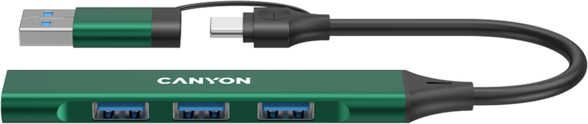 USB Хъб CANYON hub DS-02 4in1 USB-A-C Greenна ниска цена с бърза доставка - BestPC.BG