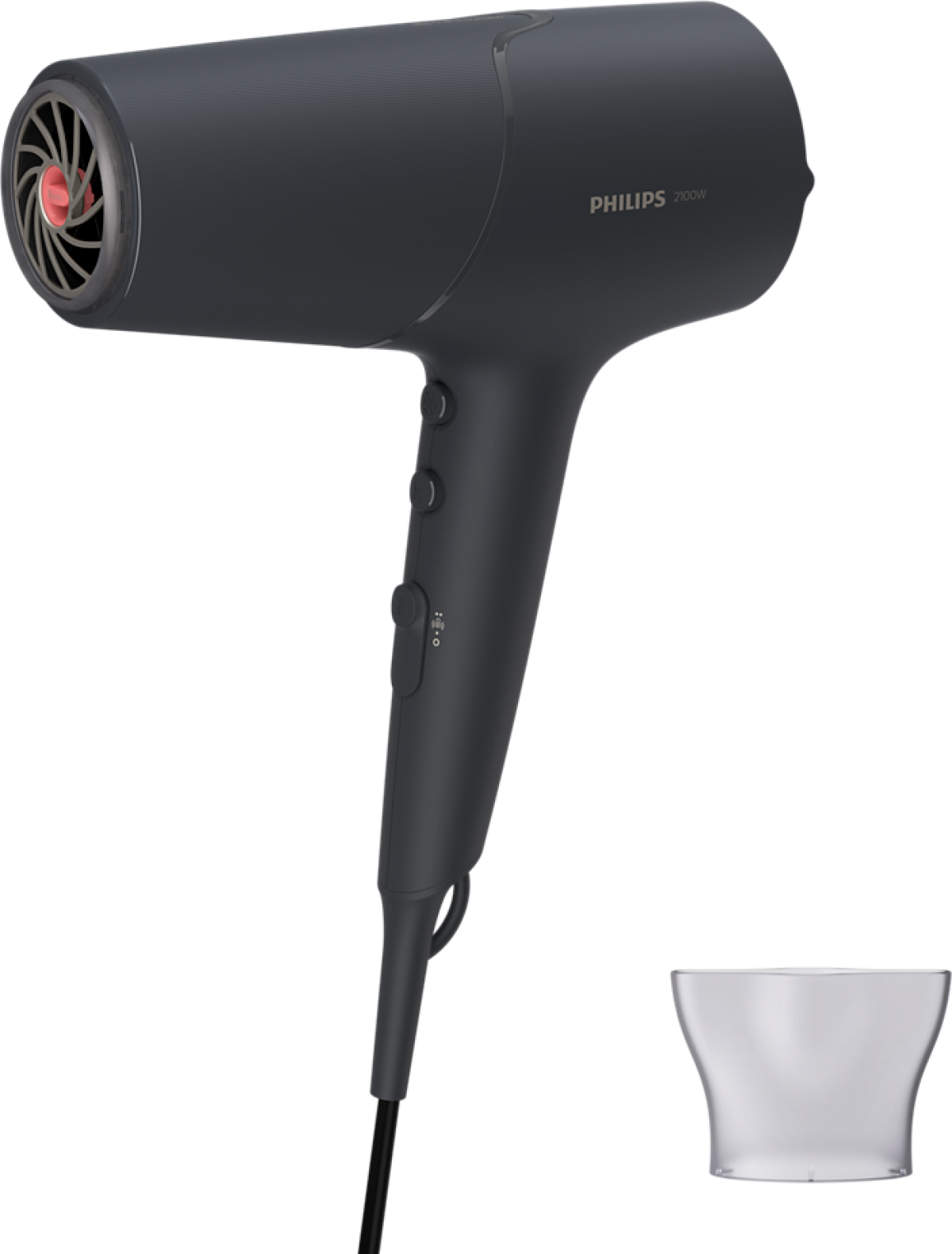 Сешоар PHILIPS Hair dryer Series 5000 - 2100 W, 2х йонна грижа, Технология ThermoShield, 3 настройки за топлина и 2 за скорост, Черенна ниска цена с бърза доставка - BestPC.BG