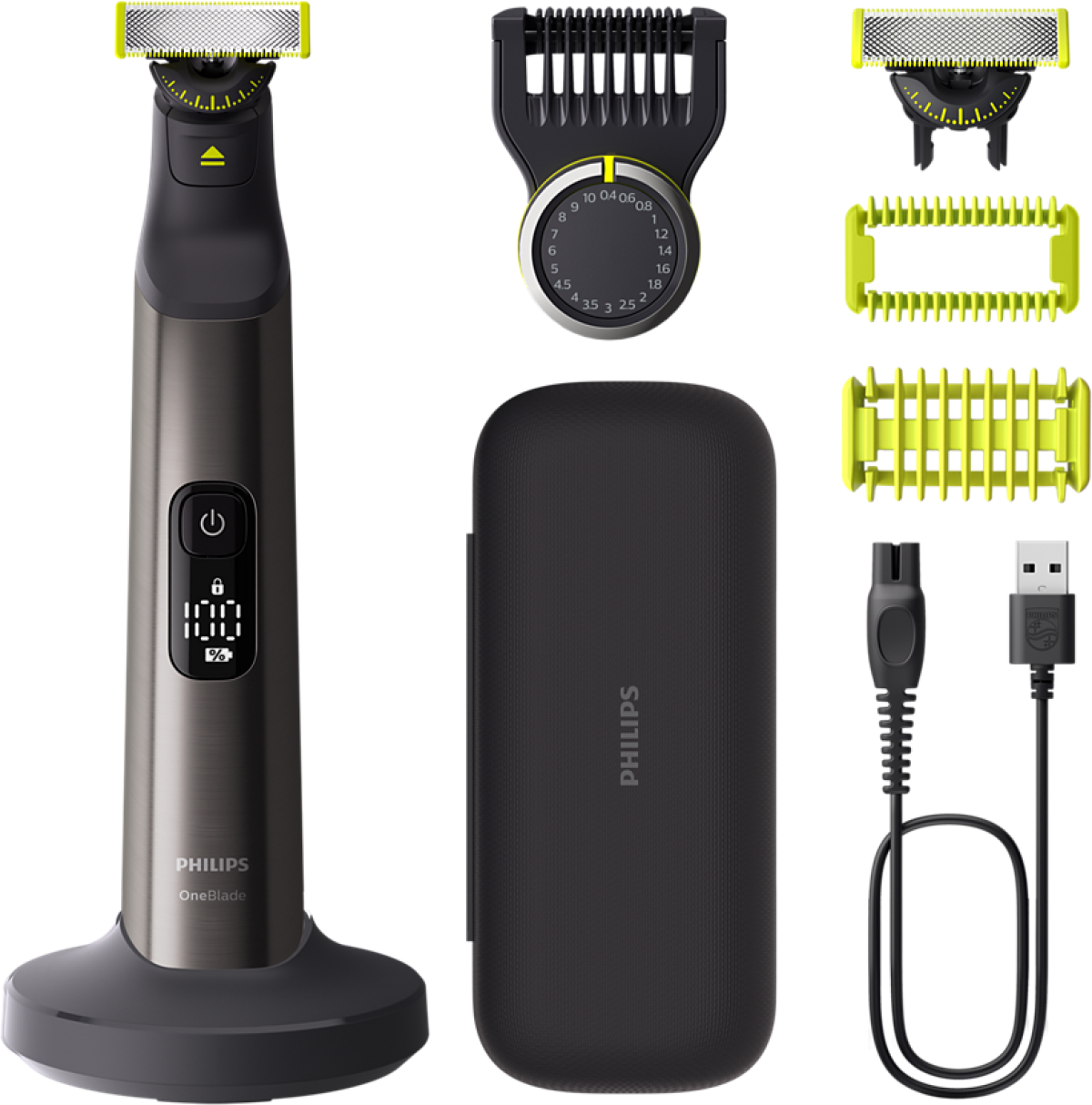 PHILIPS OneBlade Pro 360 Face + Body - 100 – 240 V, 5.4 W, За сухо и мокро използване, Гребен за оформяне, 20 настройки;QP6652/61на ниска цена с бърза доставка - BestPC.BG