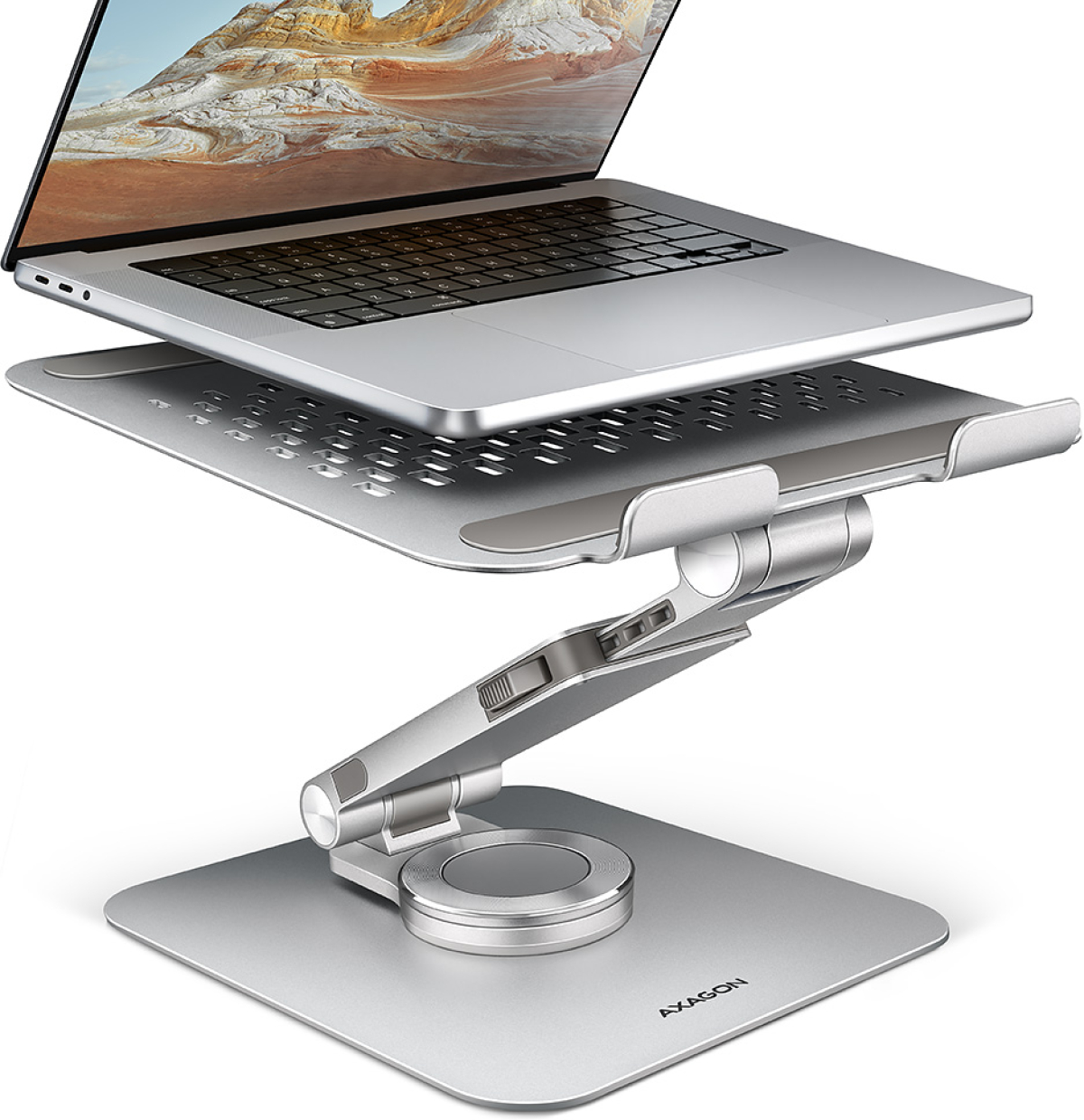 масивна поставка за лаптоп AXAGON STND-LR ALU HQ ROTATING massive stand for 10"-16" laptops, many adjustable anglesна ниска цена с бърза доставка - BestPC.BG