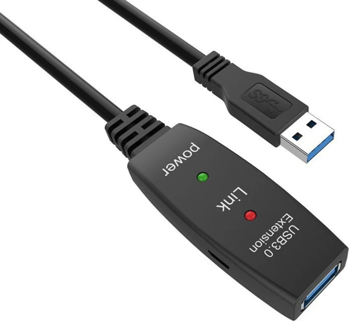 VCom Кабел удължение USB 3.0 AM - AF Active Extension Cable 5M Black - CU827A-5.0mна ниска цена с бърза доставка - BestPC.BG