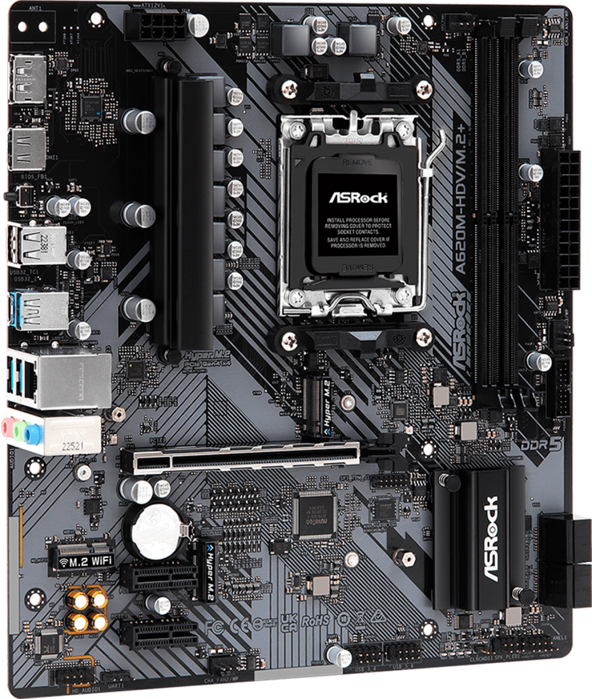 Дънна платка ASRock A620M-HDV/M.2PLUS, AM5, 2 x DDR5, Micro ATXна ниска цена с бърза доставка - BestPC.BG