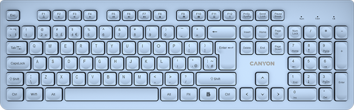 Клавиатура CANYON keyboard HKB-W01 UK-US AAA Wireless Blueна ниска цена с бърза доставка - BestPC.BG