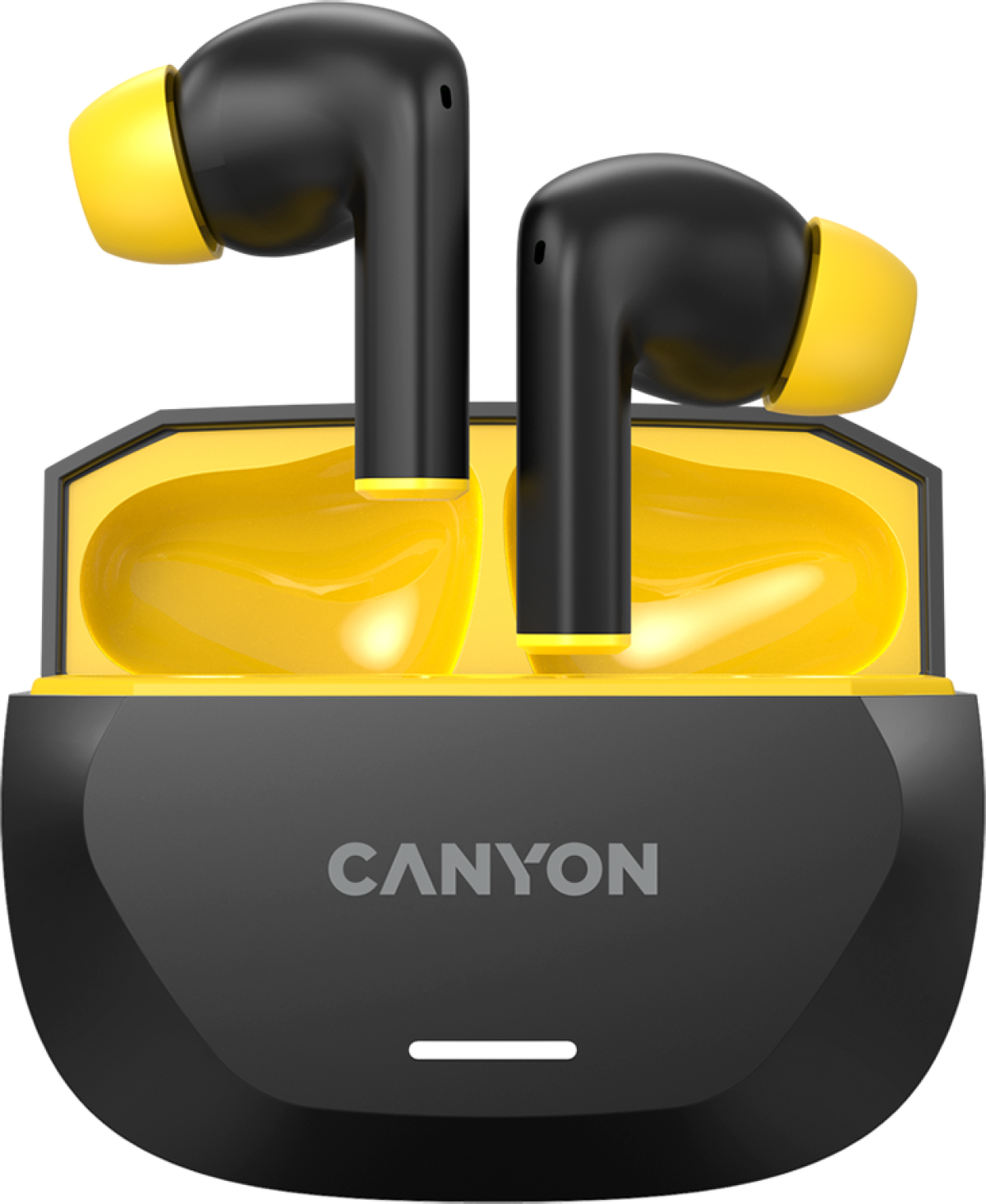 Слушалки CANYON headset HEXAGON 7 TWS ANC+ENC Wireless Charge, Черни/Жълтина ниска цена с бърза доставка - BestPC.BG