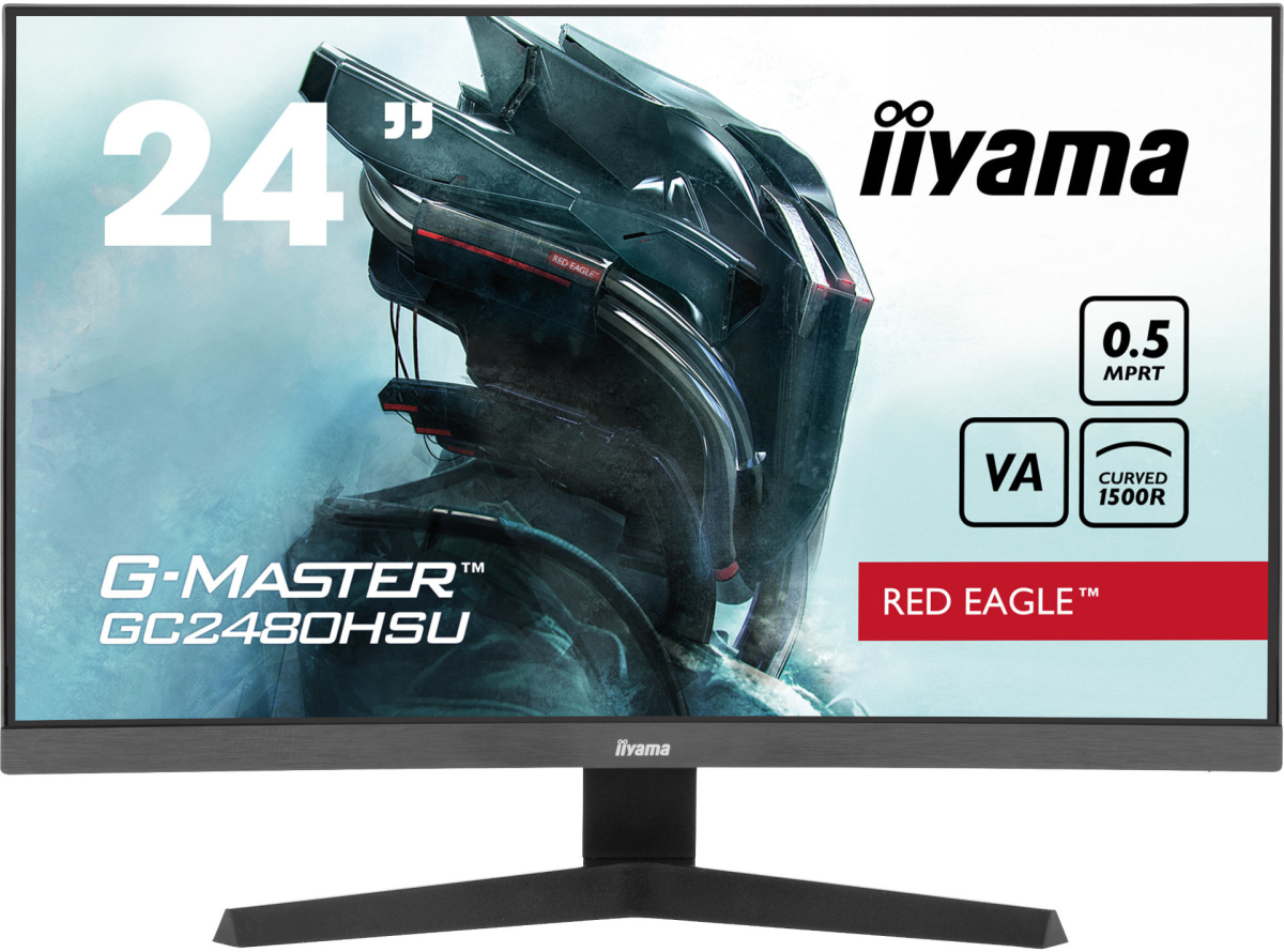 Монитор Геймърски IIYAMA GC2480HSU-B1, Curved Gaming Monitor, 1500R, VA panel, 16:9, FHD 1920x1080, 180Hz, 300 cd/m2, 2x HDMI, DP, 2x USBна ниска цена с бърза доставка - BestPC.BG