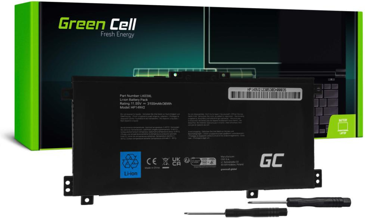 Батерия за лаптоп GREEN CELL, HP Envy x360 15-BP 15-BP000 15-BP100 15-CN 17-AE 17-BW LK03XL 11,55V 3100mAhна ниска цена с бърза доставка - BestPC.BG
