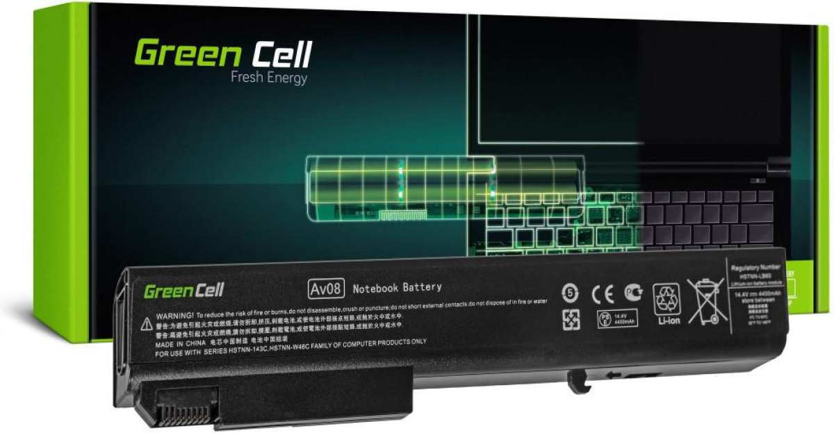 Батерия за лаптоп GREEN CELL, HSTNN-LB60 for HP EliteBook 8530p 8530w 8540p 8540w 14,4V 4400mAhна ниска цена с бърза доставка - BestPC.BG