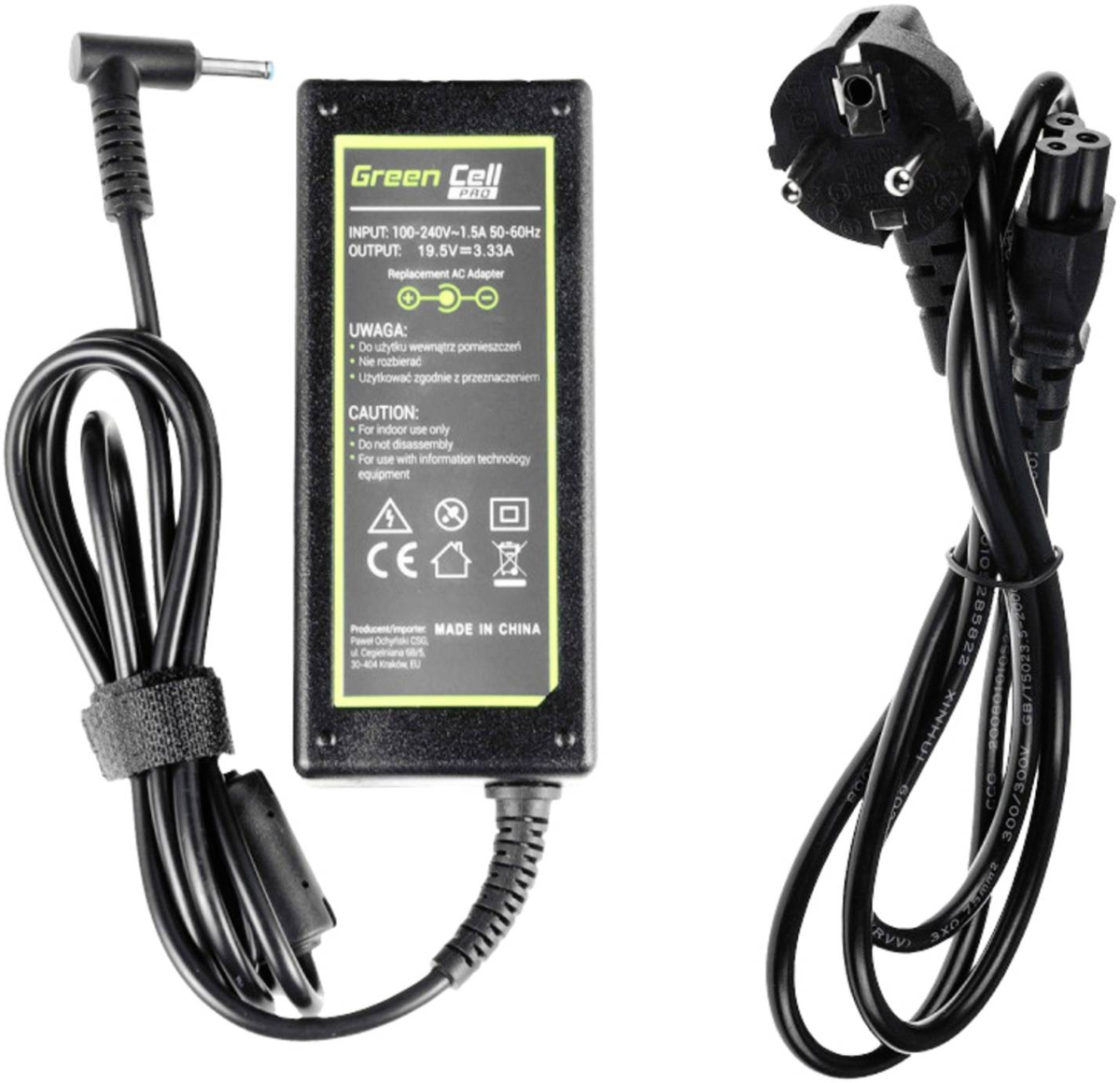 Захранване за лаптоп GREEN CELL, HP PRO Charger - AC Adapter 19.5V 3.33A 65W for HP 250 G2 G3 G4 G5 15-Rна ниска цена с бърза доставка - BestPC.BG