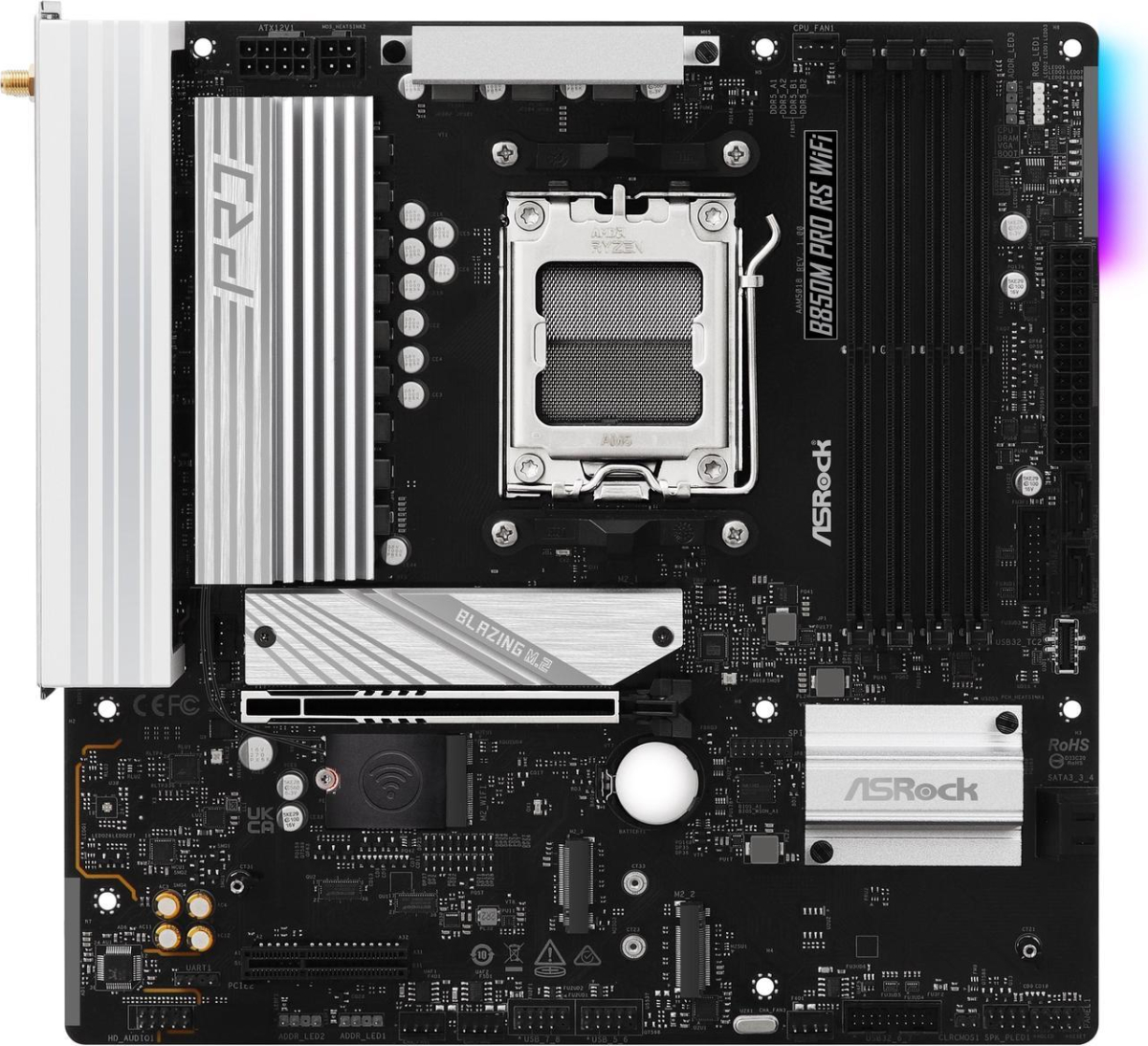 Дънна платка ASRock B850M Pro RS WiFi, AMD B850, 4x DDR5 слота, 256 GB, Micro ATXна ниска цена с бърза доставка - BestPC.BG