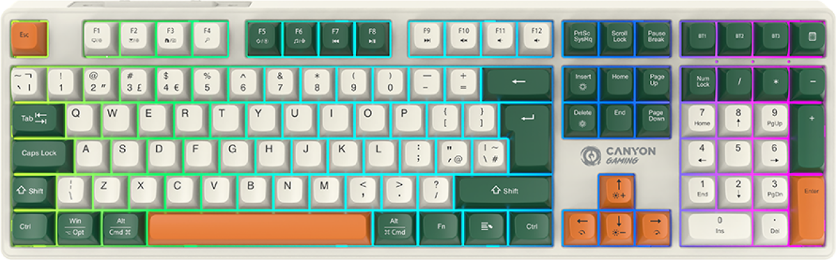 Клавиатура Canyon Shadder GKW-11, Жична/безжична, Механична, Кафяви суичове, Гейминг, Bluetooth, USB, Бялана ниска цена с бърза доставка - BestPC.BG