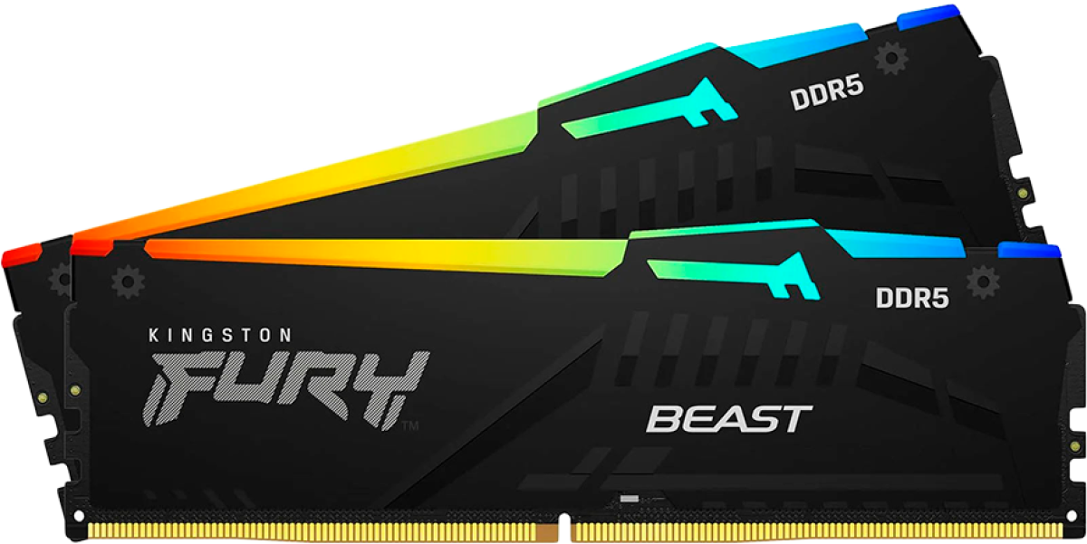 Памет Kingston 64GB 6400MT-s DDR5 CL32 DIMM (Kit of 2) FURY Beast RGB EXPOна ниска цена с бърза доставка - BestPC.BG