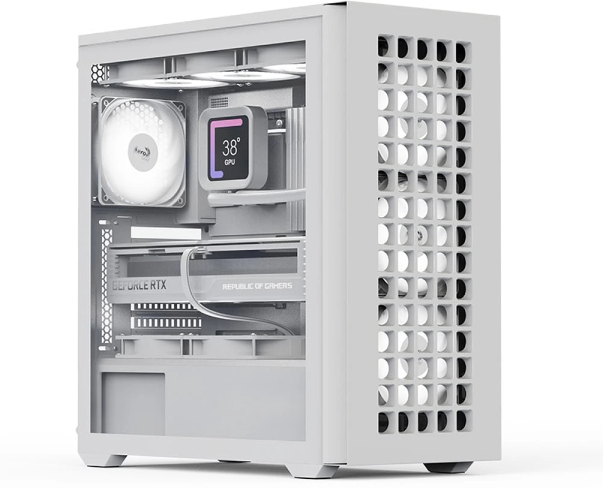AeroCool кутия Case ATX - D502A White, Addressable RGBна ниска цена с бърза доставка - BestPC.BG