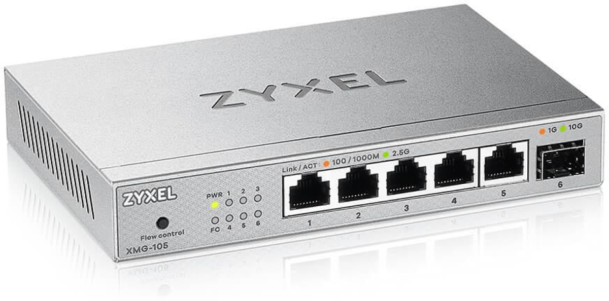 Комутатор/Суич ZyXEL XMG-105, 5 портов 2,5Gb + 1xSFP+, неуправляемна ниска цена с бърза доставка - BestPC.BG