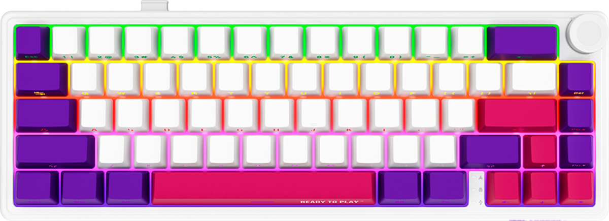 Клавиатура Lorgar KBP70MW, Безжична, Механична, Toxic Purple Linear суичове, Гейминг, RGB подсветка, USB, Бяла/Лилавана ниска цена с бърза доставка - BestPC.BG