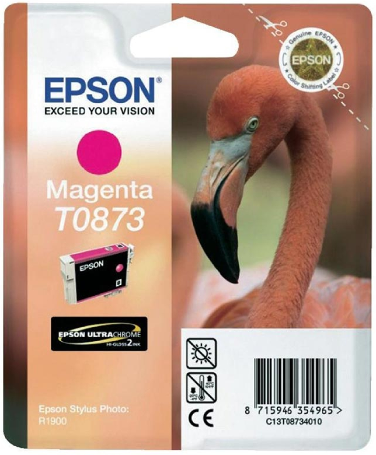 Касета с мастило Epson Патрон T0873, Stylus Photo R1900, 11.4 ml, Magentaна ниска цена с бърза доставка - BestPC.BG