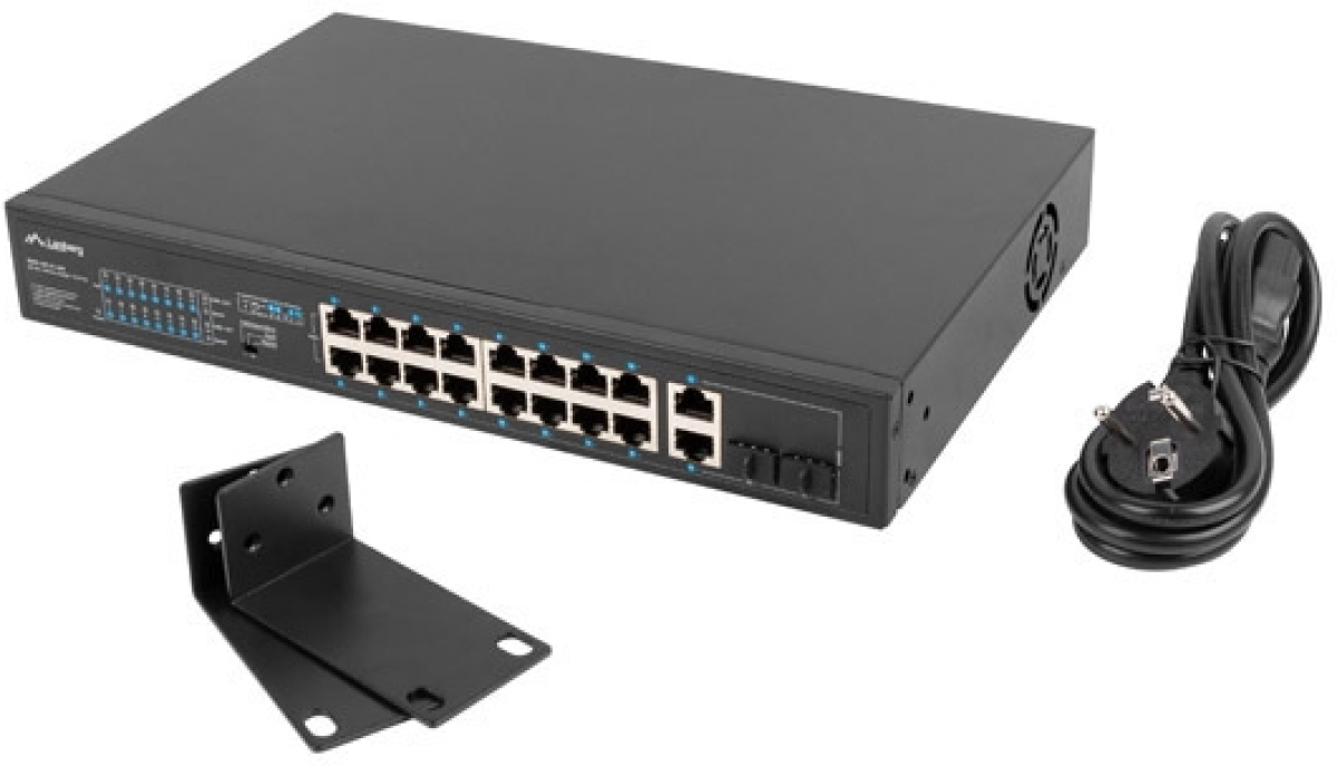 Комутатор/Суич Lanberg switch 16x 100mb poe+-2x 1GB-1x sfp rack 19" unmanaged gigabit ethernet 250wна ниска цена с бърза доставка - BestPC.BG