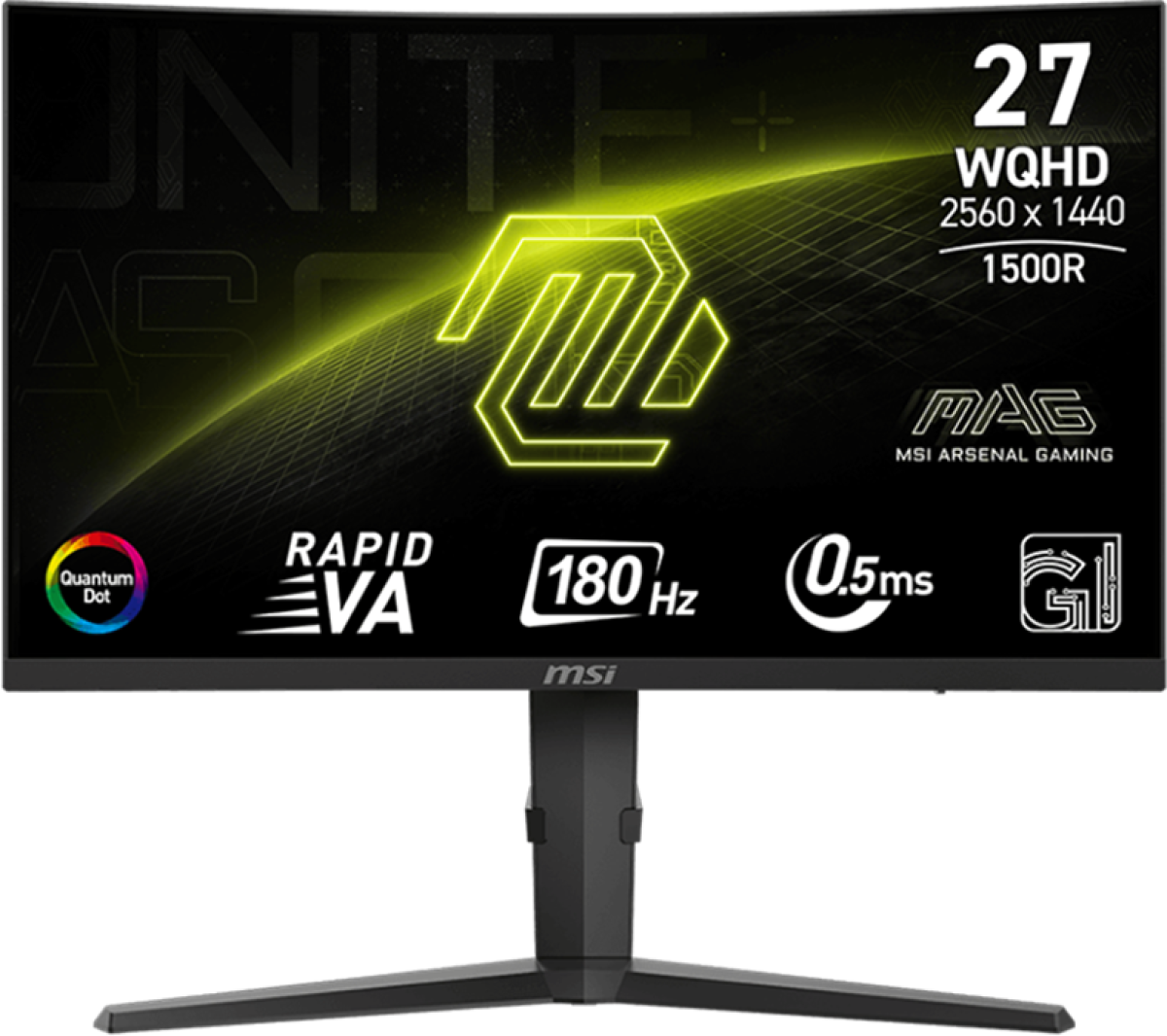 Монитор MSI MAG 275CQRF QD E2 - 27" VA, 2560 x 1440 WQHD, 16:9, 180 Hz, 1x DP, 2x HDMI, 1x Type-C, USB Hub, Черенна ниска цена с бърза доставка - BestPC.BG
