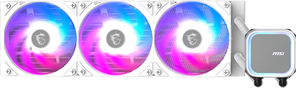 Водно охлаждане MSI MAG CORELIQUID A13 360 WHITE, 3 х 120 мм. предварително инсталирани ARGB Daisy Chain вентилатори, Бялна ниска цена с бърза доставка - BestPC.BG
