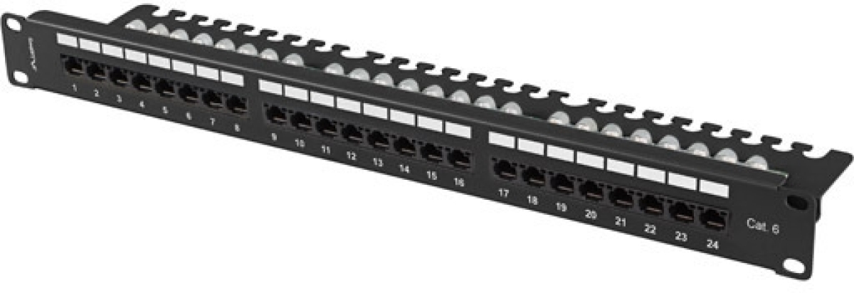 Пач панел Lanberg patch panel 24 port 1U 19" CAT.6 utp with cable organizer blackна ниска цена с бърза доставка - BestPC.BG