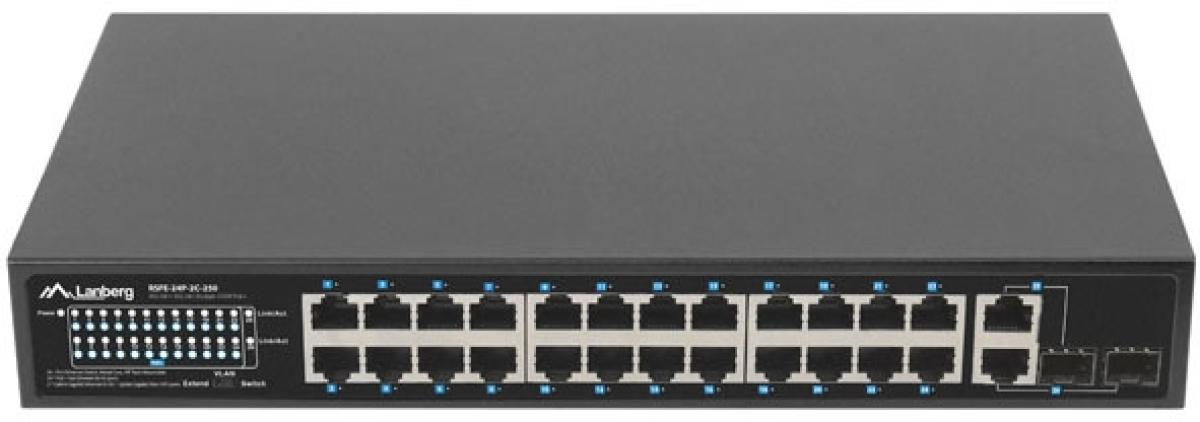 Комутатор/Суич Lanberg Switch 24 x 100MB POE+-2 x Combo Rack 19" Gigabit Ethernet, 250Wна ниска цена с бърза доставка - BestPC.BG