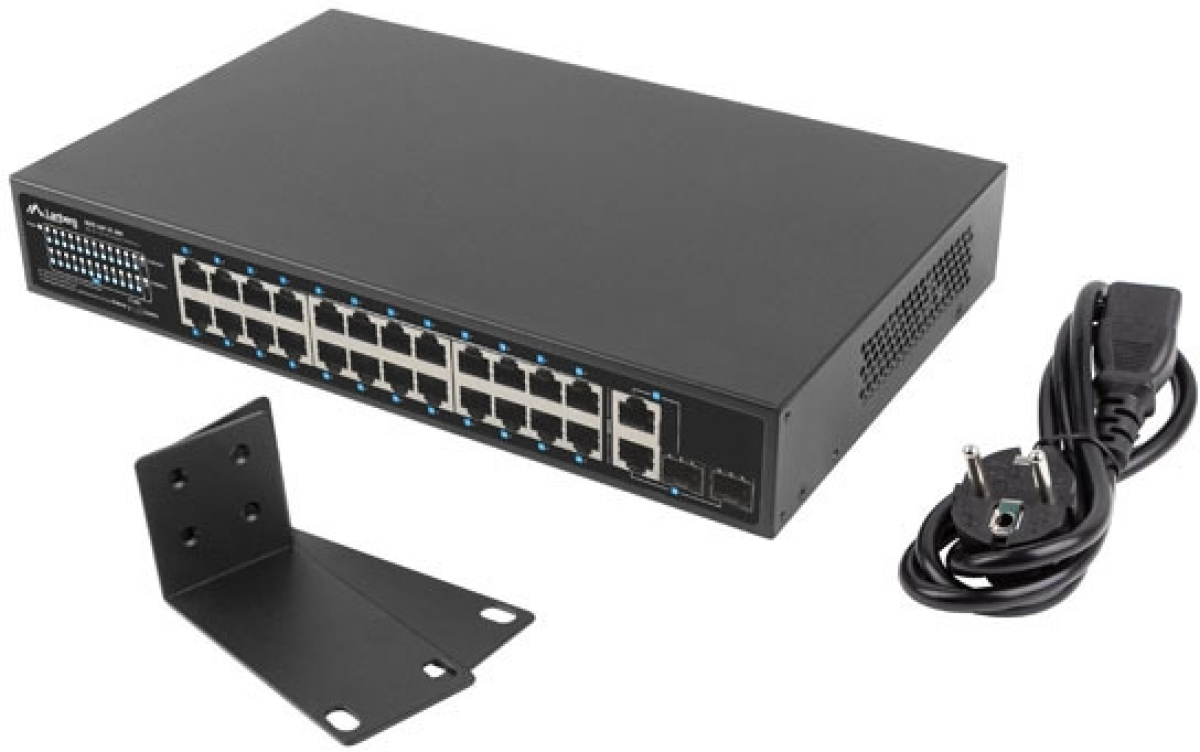 Комутатор/Суич Lanberg switch 24x 100mb poe+-2x combo rack 19" gigabit ethernet 360w v2на ниска цена с бърза доставка - BestPC.BG