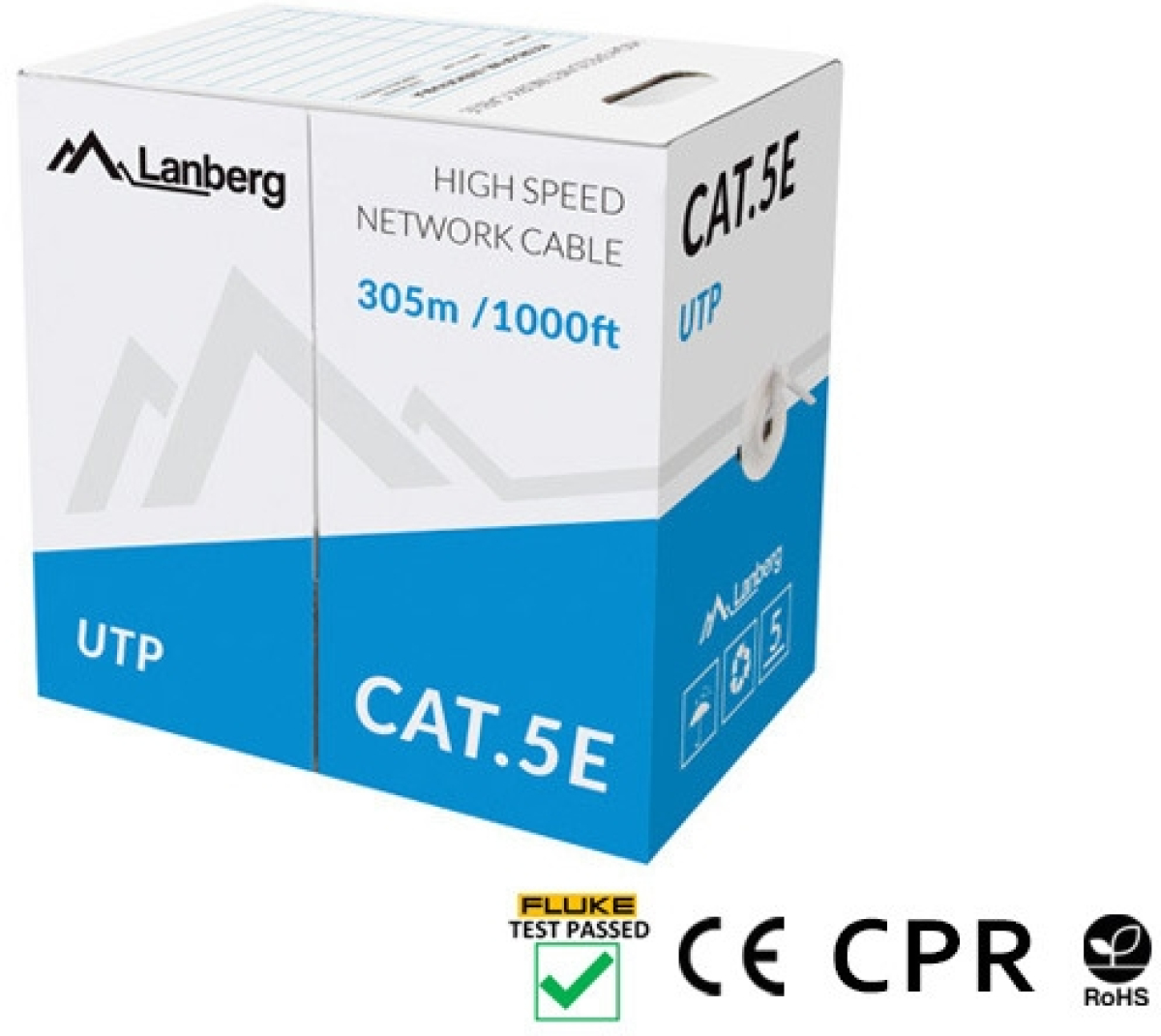 Lanberg LAN cable CAT.5e utp 305m solid cu grey cpr + fluke passedна ниска цена с бърза доставка - BestPC.BG