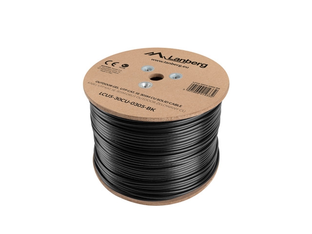 Инсталационен LAN кабел  Lanberg LAN cable CAT.5e utp 305m solid outdoor gel-filled cu black fluke passedна ниска цена с бърза доставка - BestPC.BG