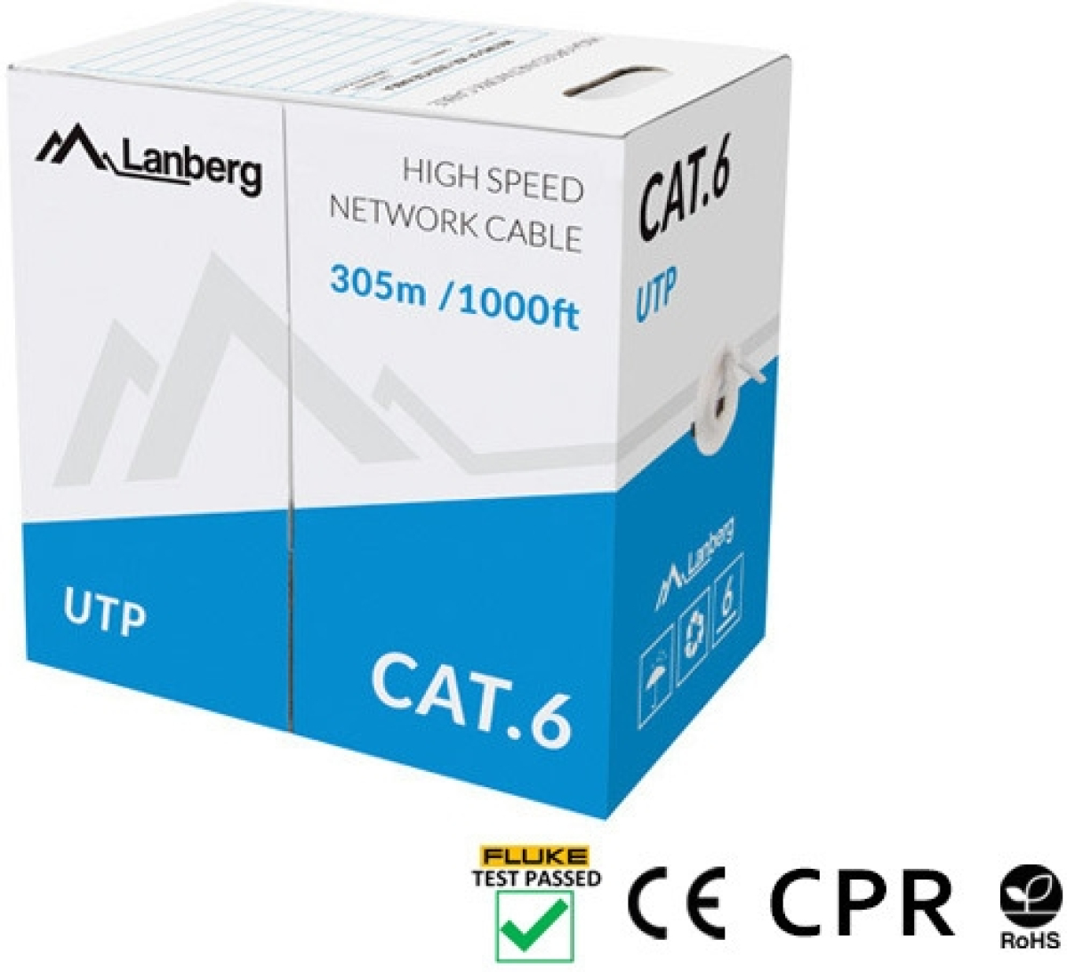 Инсталационен LAN кабел  Lanberg LAN cable CAT.6 utp 305m solid cu grey cpr + fluke passedна ниска цена с бърза доставка - BestPC.BG