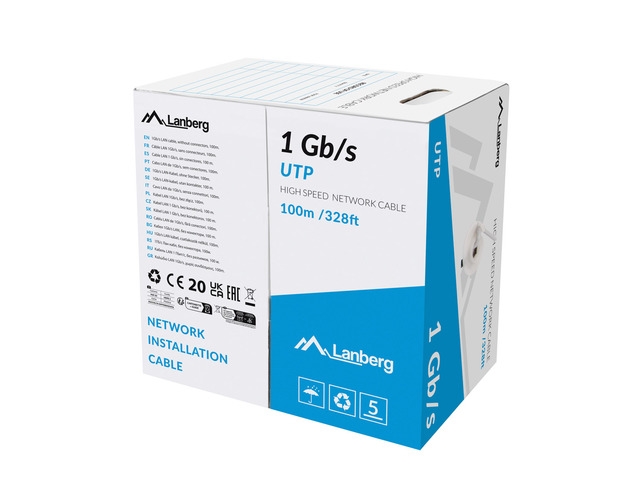 Инсталационен LAN кабел Lanberg LAN cable 1GB-s 100m solid cca greyна ниска цена с бърза доставка - BestPC.BG