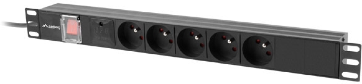Контакт за шкаф Lanberg power distribution unit (pdu) 19" 1U 16a 2m 5x french outlets blackна ниска цена с бърза доставка - BestPC.BG