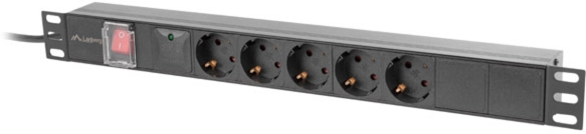 Контакт за шкаф Lanberg power distribution unit (pdu) 19" 1U 16a 2m 5x schuko outlets blackна ниска цена с бърза доставка - BestPC.BG