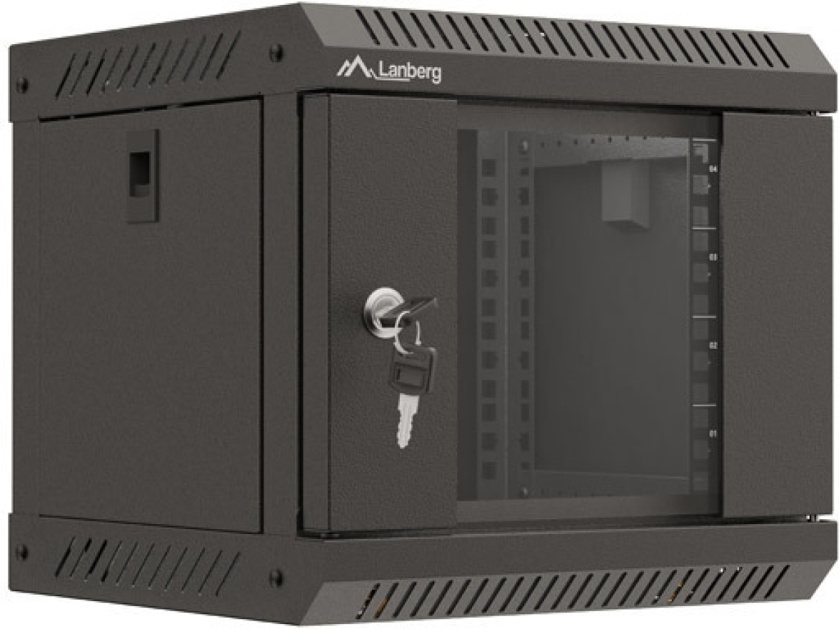 Шкаф за техника - Rack Lanberg rack cabinet 10" wall-mount 4U-300x300 (flat pack) with glass door blackна ниска цена с бърза доставка - BestPC.BG