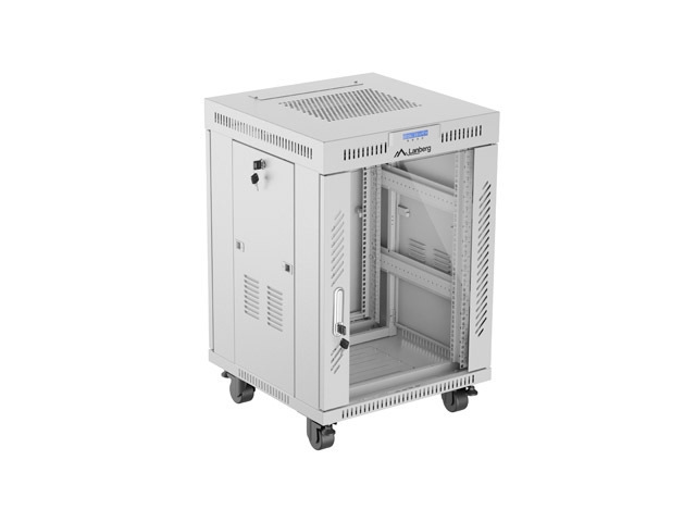 Шкаф за техника - Rack Lanberg rack cabinet 19" free-standing 15U-600x600 (flat pack) with glass door lcd grey v2на ниска цена с бърза доставка - BestPC.BG