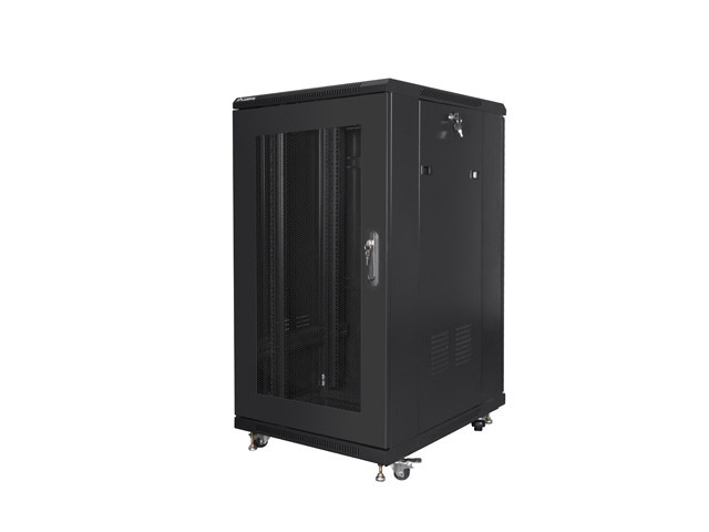 Шкаф за техника - Rack Lanberg rack cabinet 19" free-standing 22U-600x800 (flat pack) with mesh door blackна ниска цена с бърза доставка - BestPC.BG