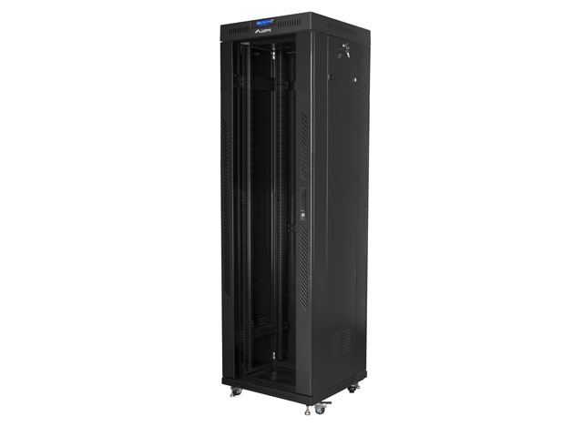 Шкаф за техника - Rack Lanberg rack cabinet 19" free-standing 42U-600x600 (flat pack) with glass door lcd black v2на ниска цена с бърза доставка - BestPC.BG