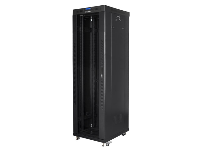 Шкаф за техника - Rack Lanberg rack cabinet 19" free-standing 42U-600x800 (flat pack) with glass door lcd black v2на ниска цена с бърза доставка - BestPC.BG